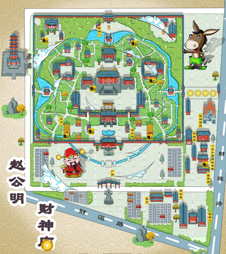 叶县寺庙类手绘地图